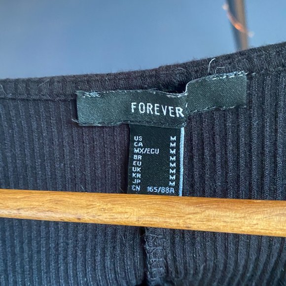 3 For $25 V Neck Ribbed Knit Black Bodysuit - Picture 2 of 3